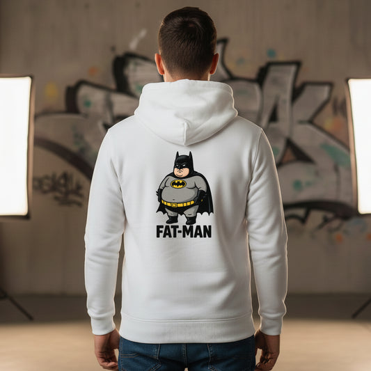 Fat-Man White Hoodie | Funny Parody Superhero