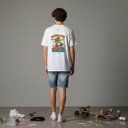 Skating Over Problems Oversized White T-Shirt | Streetwear By TRBL