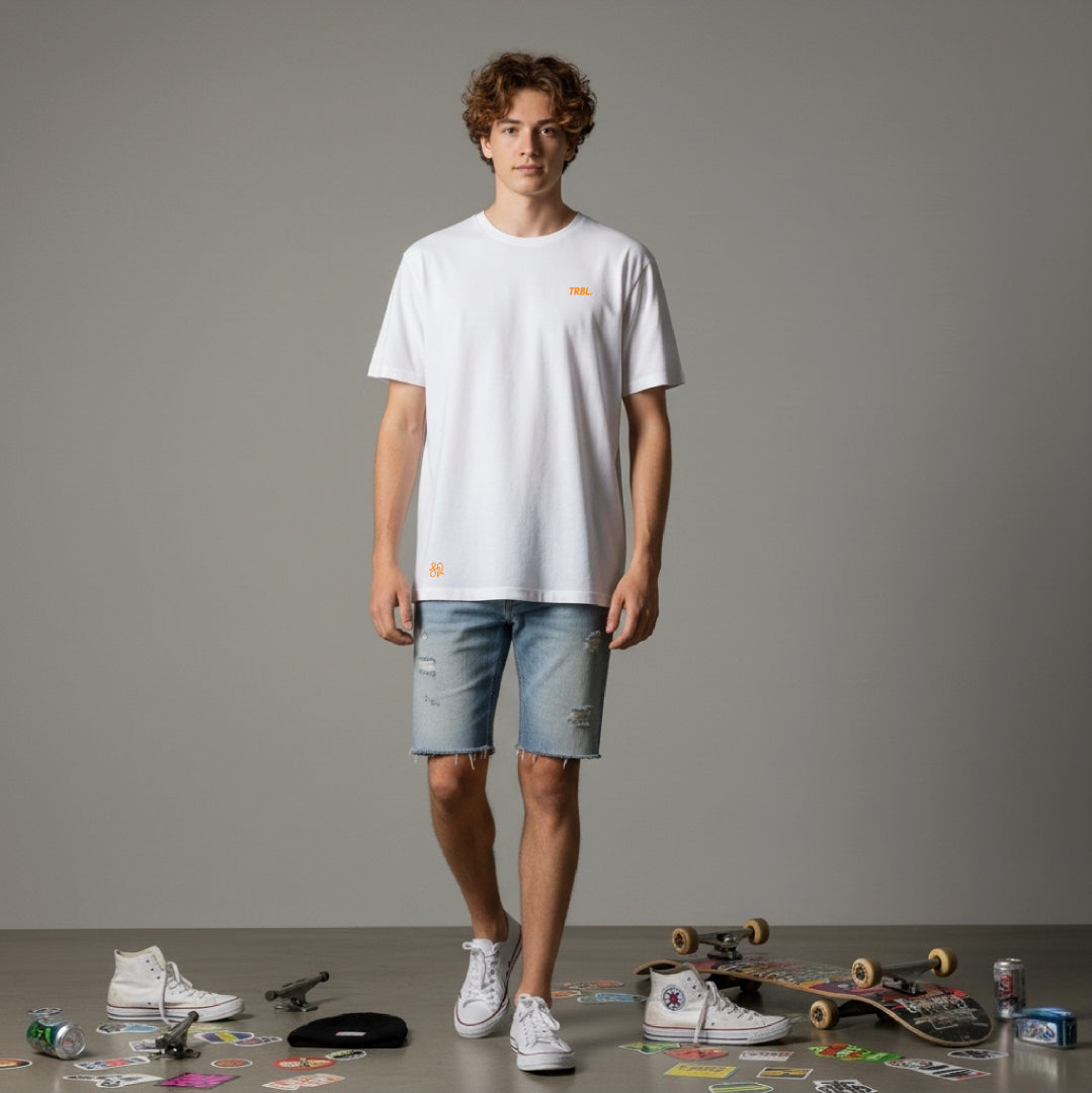 Skating Over Problems Oversized White T-Shirt | Streetwear By TRBL