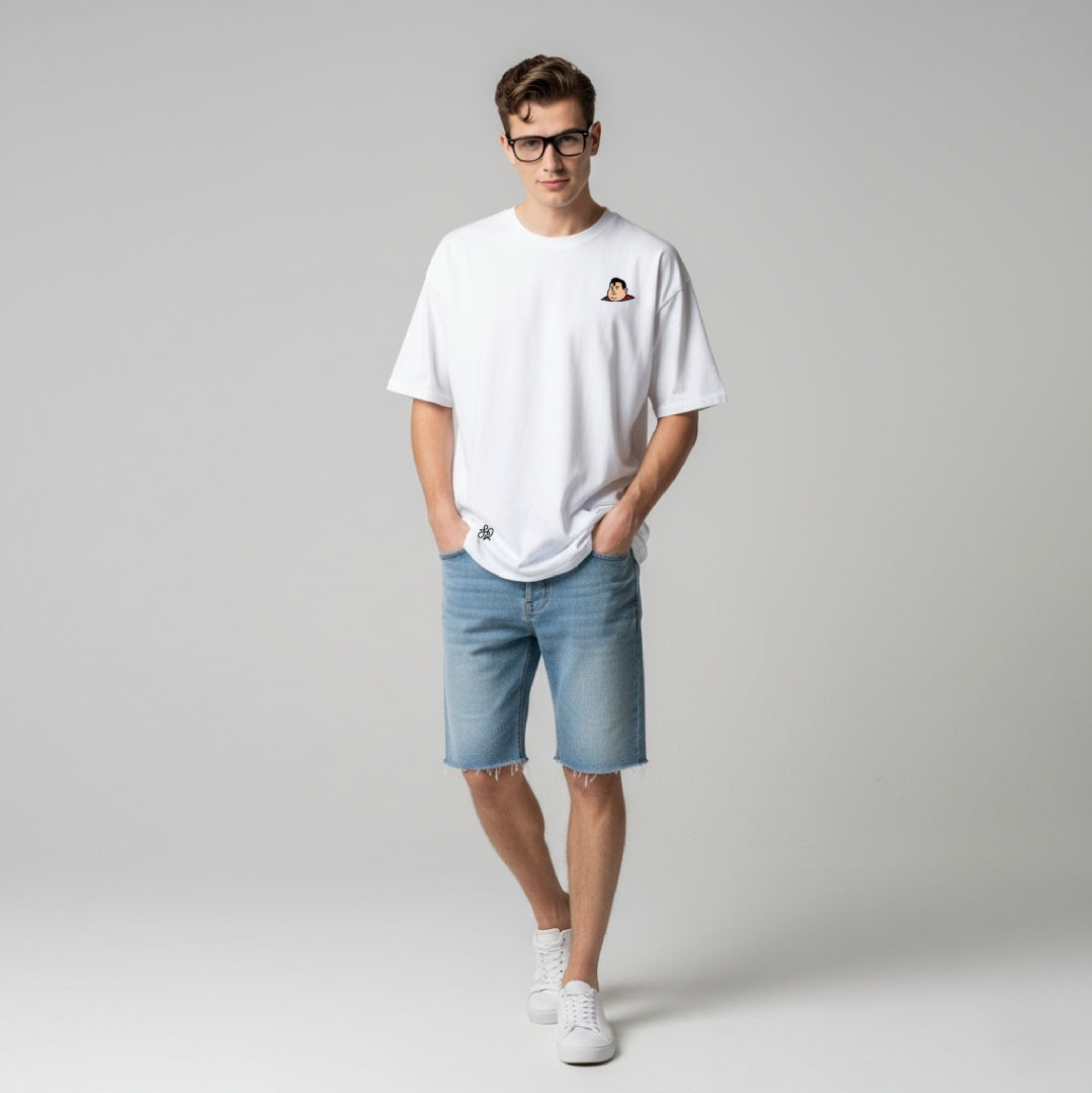 Supperman Oversized White T-Shirt | Funny Parody Graphic by TRBL