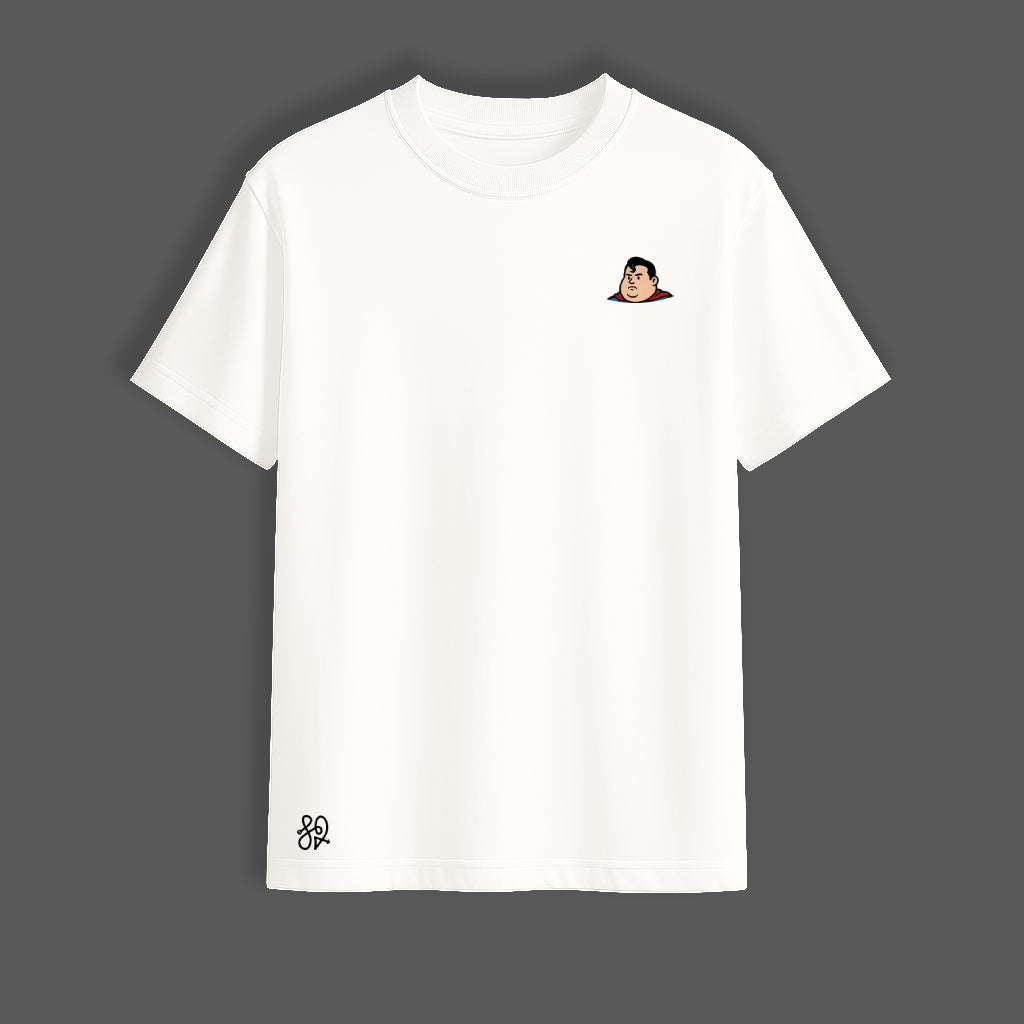 Supperman Oversized White T-Shirt | Funny Parody Graphic by TRBL