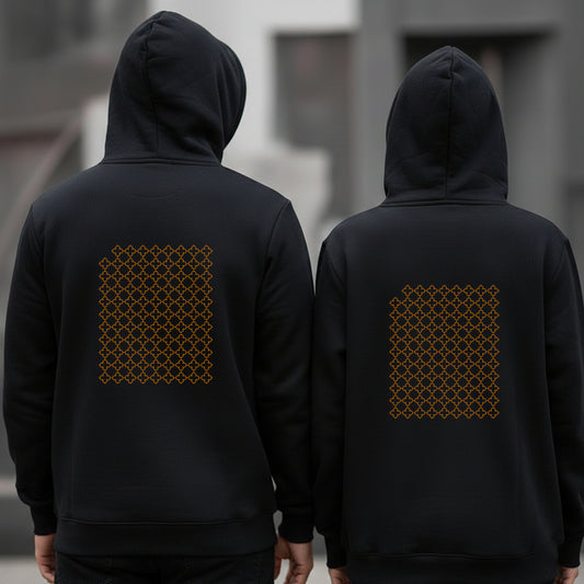 Thai Pattern Hoodie | Minimal Black & Gold Streetwear