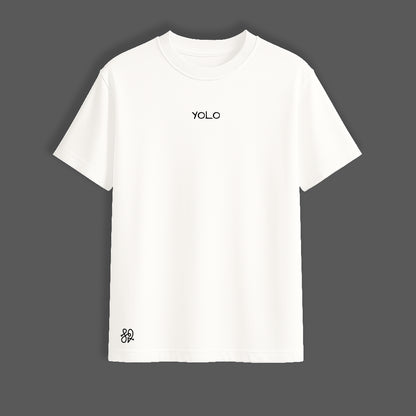 YOLO Oversized White T-Shirt | Minimal Winged Figure Graphic by TRBL