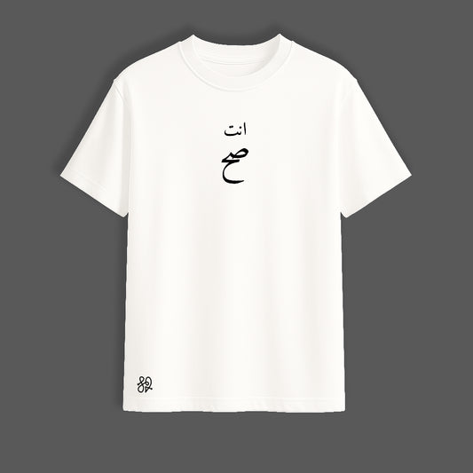 You Are Right Oversized White T-Shirt | Minimal Arabic Typography by TRBL
